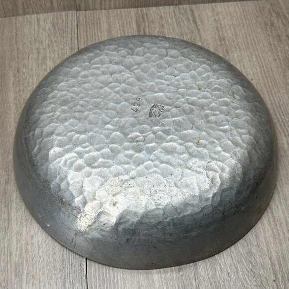 Vintage Everlast Hand-Forged Aluminum Bowl Bali Bamboo Motif B57 Round Silver - Picture 4 of 9
